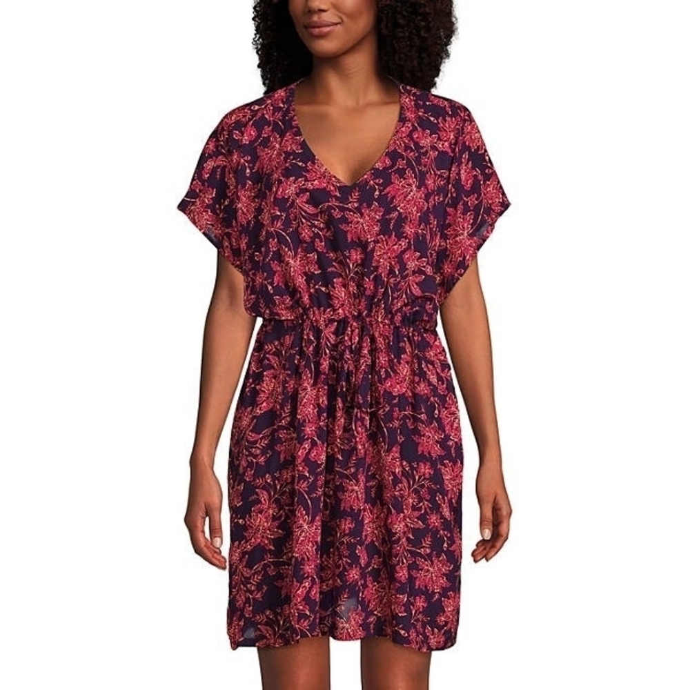 Lands' End Pink and Blue Floral Swim Cover-Up